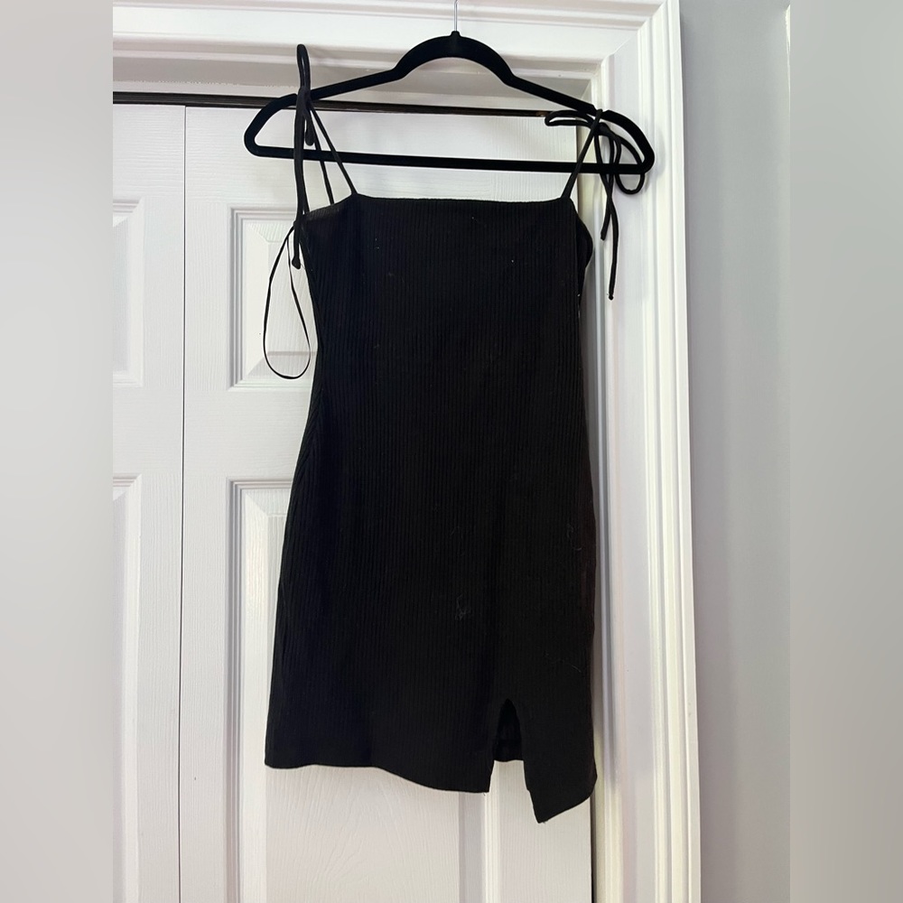 EUC Princess Polly Spaghetti Strap Ribbed Black Mini Dress